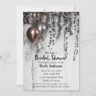 Silver & Rose Gold Pink Balloons Ivy Bridal Shower Invitation