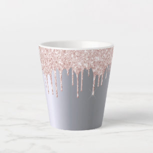 Silver rose gold pink drips latte mug