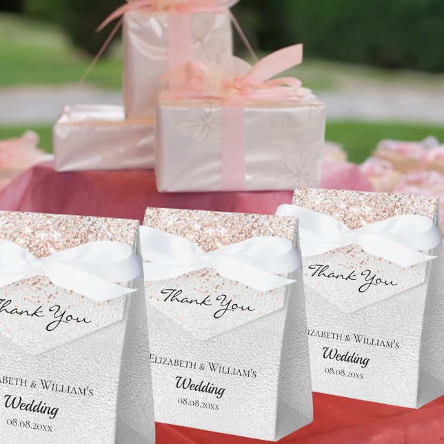Silver rose gold thank you wedding favor box (Creator Uploaded)