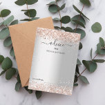 Silver rose gold wedding advice card<br><div class="desc">A faux silver looking background. Decorated with rose gold confetti.  Personalize and add your names.</div>