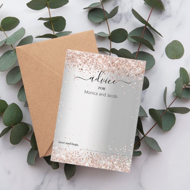 Silver rose gold wedding advice card (Creator Uploaded)