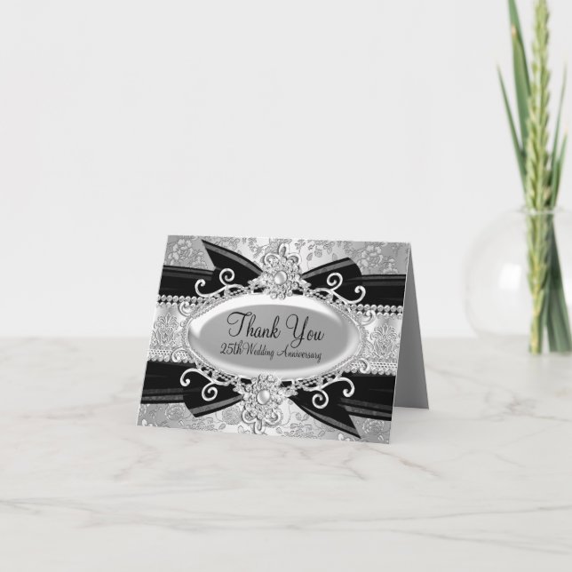Silver Rose & Jewel 25th Anniversary Thank You (Front)