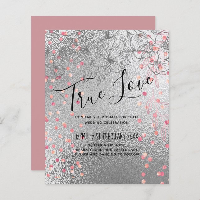 Silver Rosegold WEDDING Metallic Glitter BUDGET (Front/Back)