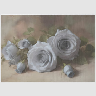 Silver Roses Tissue Paper