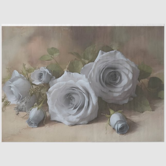 Silver Roses Tissue Paper (Front)