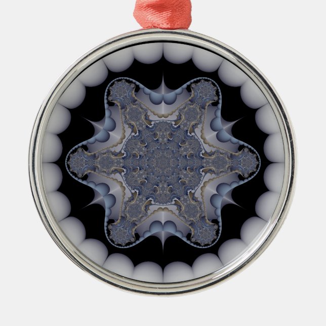 Silver Round Kaleidoscope Ornament #9 (Front)
