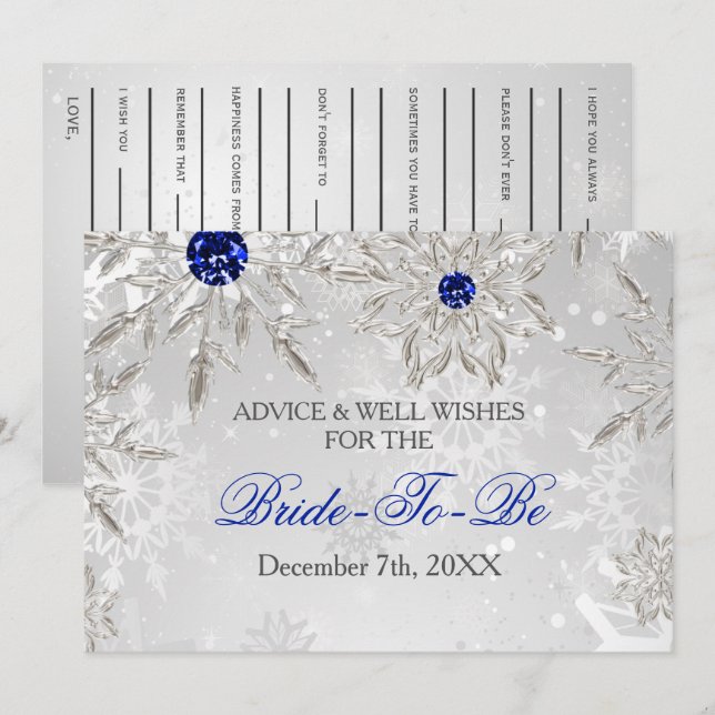Silver Royal Blue Advice and Well Wishes Card (Front/Back)