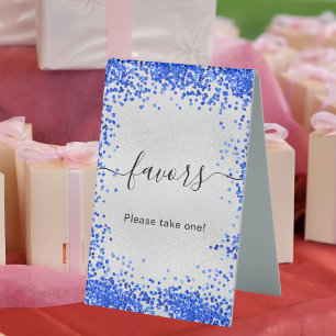 Silver royal blue party favours 