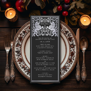 Silver Royal Lion Medieval Sword Wedding Flat Menu