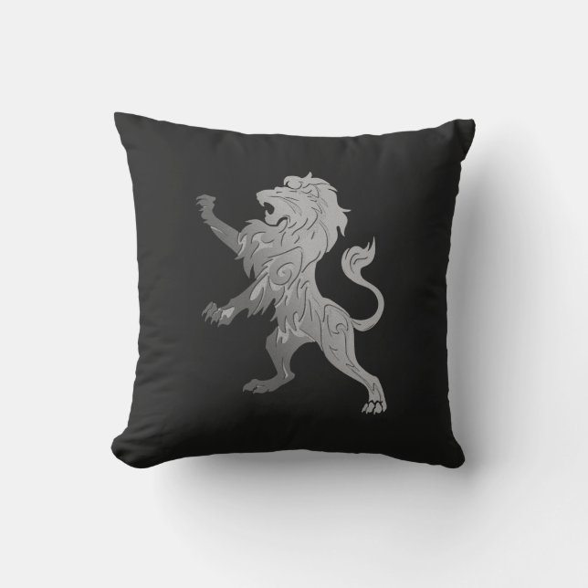 Silver Royal Lion Outdoor Pillow (Front)