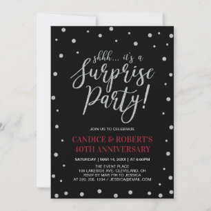 Silver & Ruby, Surprise 40th Wedding Anniversary Invitation
