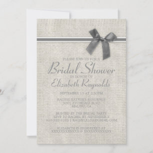 Silver Rustic Burlap Bridal Shower Invitations