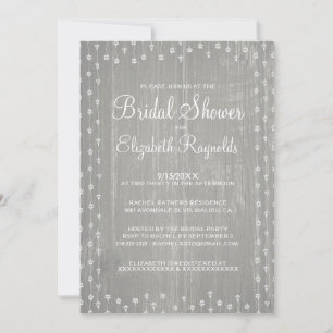 Silver Rustic Country Bridal Shower Invitations