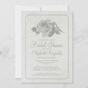 Silver Rustic Floral/Flower Bridal Shower Invites