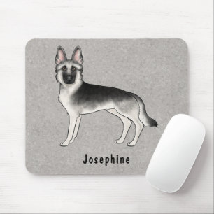 Silver Sable German Shepherd And Custom Name Mouse Pad