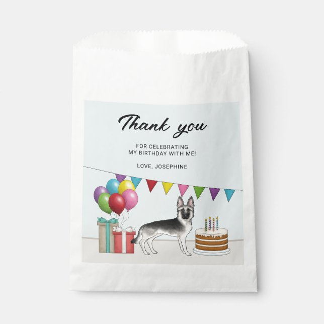 Silver Sable German Shepherd Birthday Thank You Favour Bag (Front)