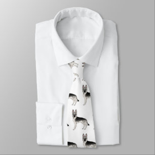 Silver Sable German Shepherd Cartoon Dog Pattern Tie
