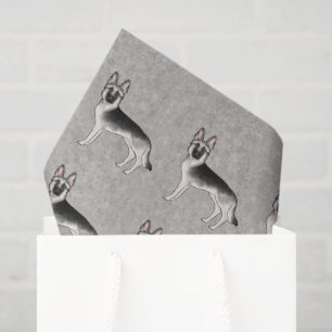 Silver Sable German Shepherd Cartoon Dog Pattern Tissue Paper