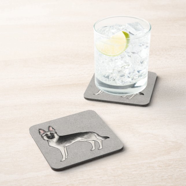 Silver Sable German Shepherd Cartoon GSD Dog Coaster (Right Side)