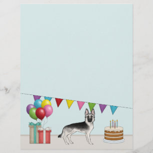 Silver Sable German Shepherd Colourful Birthday Letterhead
