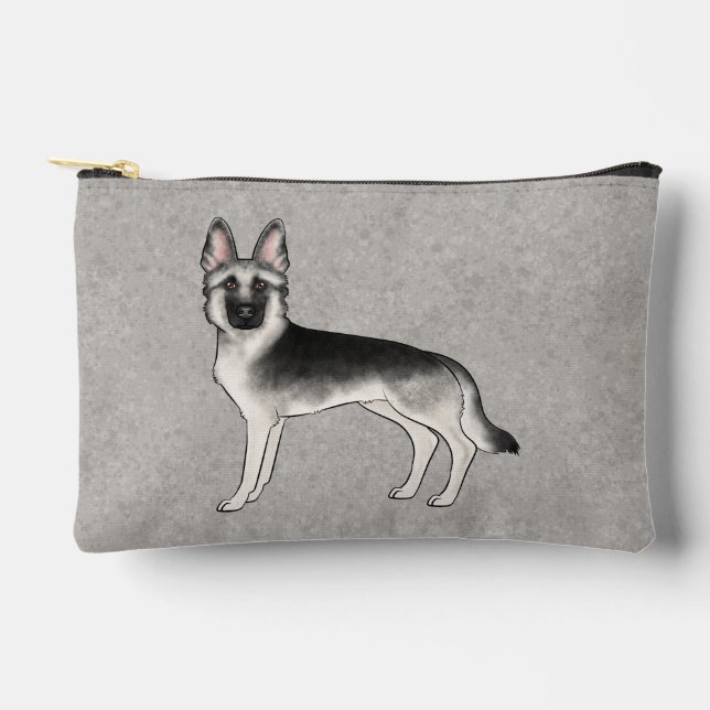 Silver Sable German Shepherd Cute Cartoon Dog Accessory Pouch (Front)