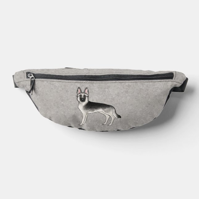 Silver Sable German Shepherd Cute Cartoon Dog Fanny Pack (Lay Down)