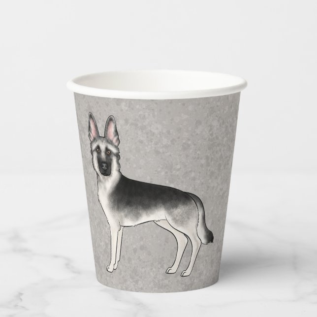 Silver Sable German Shepherd Cute Cartoon Dog Paper Cups (Front)