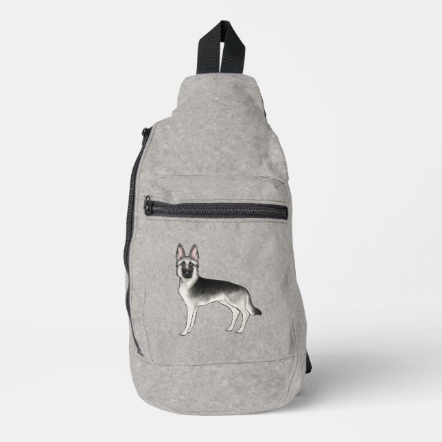 Silver Sable German Shepherd Cute Cartoon Dog Sling Bag (Front)