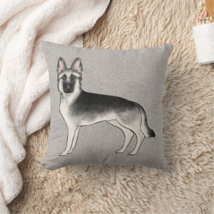 Silver Sable German Shepherd Cute Cartoon Dog Throw Pillow
