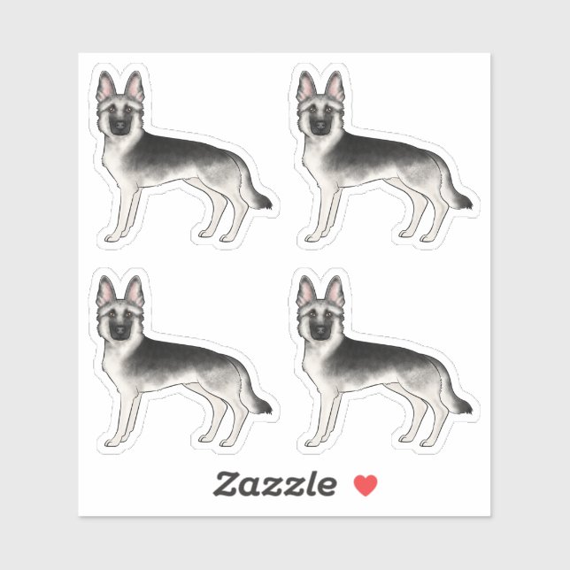 Silver Sable German Shepherd Cute Cartoon Dogs (Sheet)