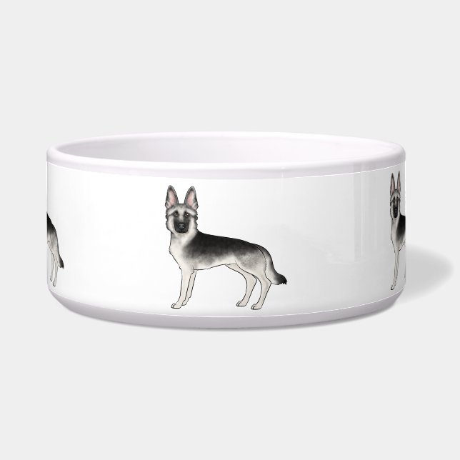 Silver Sable German Shepherd Cute Cartoon Dogs (Front)