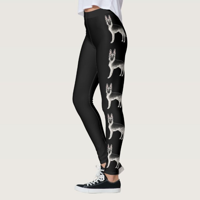 Silver Sable German Shepherd Cute Cartoon Dogs Leggings (Left)