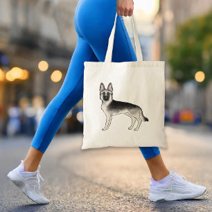 Silver Sable German Shepherd Cute Cartoon GSD Dog Tote Bag