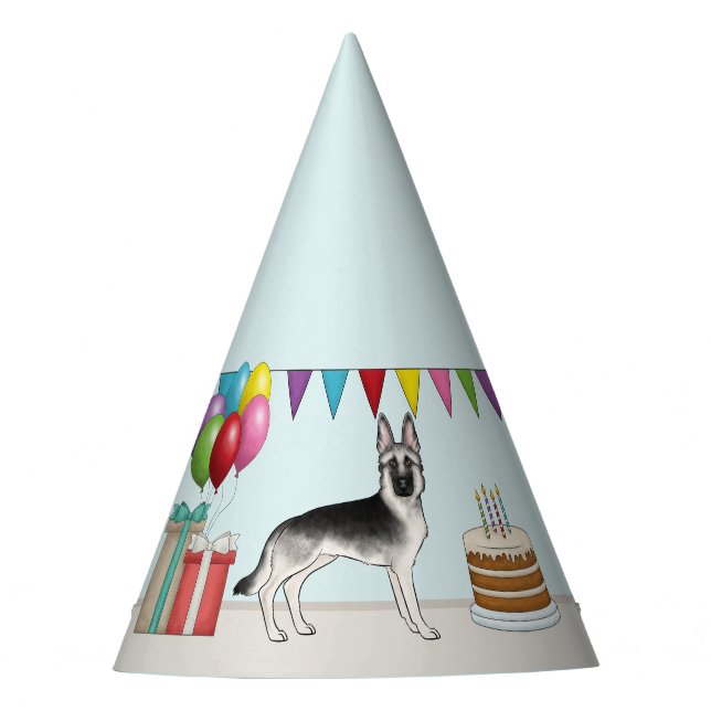 Silver Sable German Shepherd Dog Colourful Birthda Party Hat (Front)