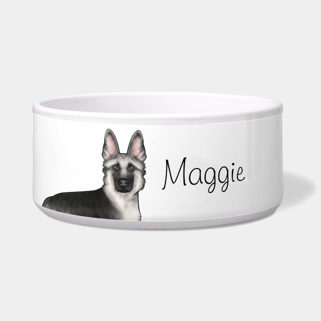 Silver Sable German Shepherd Dog Head Custom Name (Front)