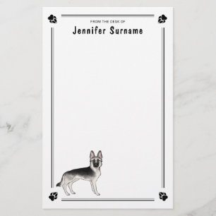 Silver Sable German Shepherd Dog With Custom Text Stationery