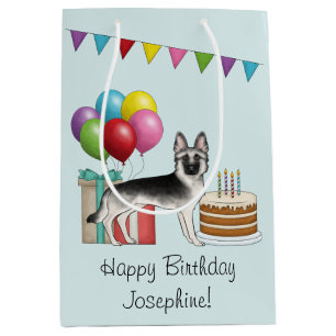 Silver Sable German Shepherd GSD Colourful Birthda Medium Gift Bag