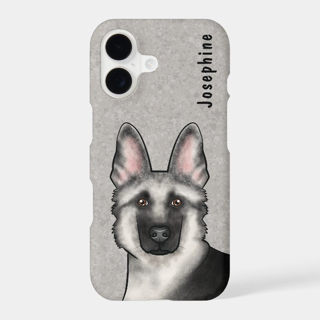 Silver Sable German Shepherd Head And Custom Name (Back)