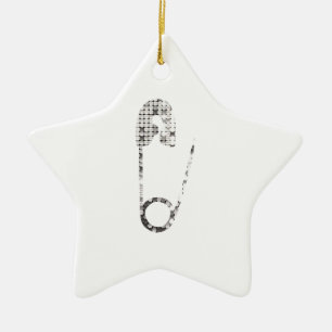 silver safety pins ceramic ornament