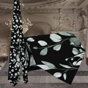 Silver Sage & Black Eucalyptus Greenery Wedding Tie