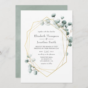 Silver Sage Eucalyptus Geometric Wedding Invitation
