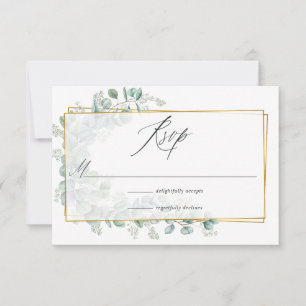 Silver Sage Eucalyptus Geometric Wedding RSVP Card
