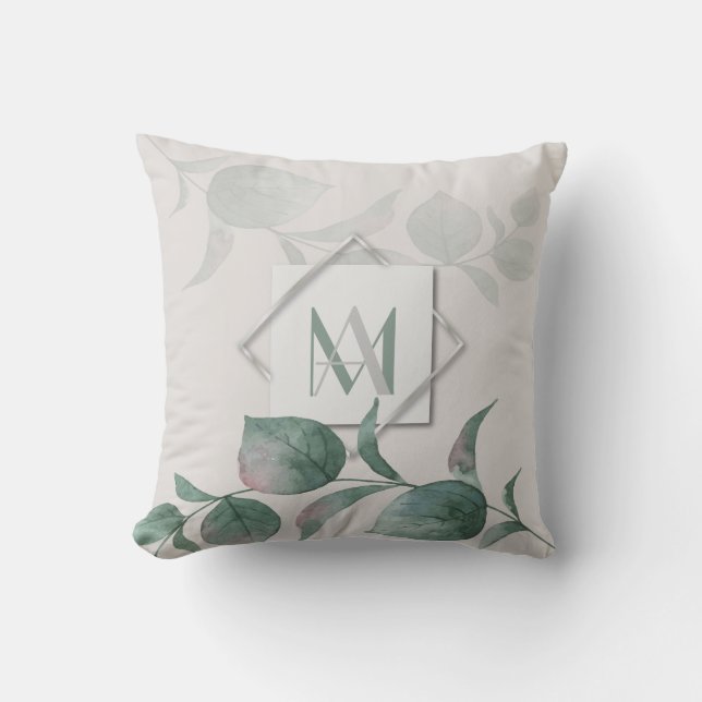 Silver Sage Eucalyptus Wedding Throw Pillow (Front)