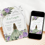 Silver Sage Purple Lilac Princess Quinceañera Invitation<br><div class="desc">Enchanted Forest Silver Sage Green Purple Lilac Princess Quinceañera Invitation</div>