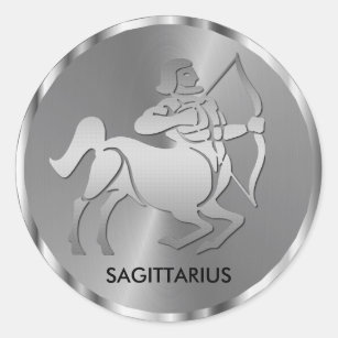 Silver Sagittarius the Archer - Zodiac Sign Classic Round Sticker