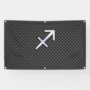 Silver Sagittarius Zodiac Sign Carbon Fibre Print