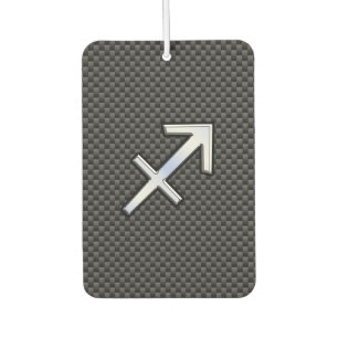 Silver Sagittarius Zodiac Sign Carbon Fibre Print Air Freshener