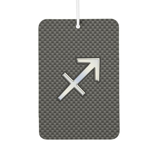 Silver Sagittarius Zodiac Sign Carbon Fibre Print Air Freshener (Front)