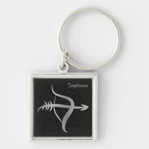 Silver Sagittarius Zodiac Sign Keychain