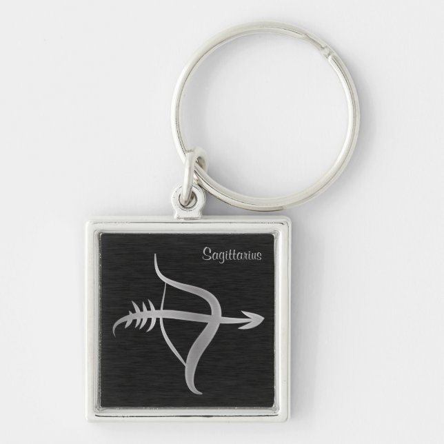 Silver Sagittarius Zodiac Sign Keychain (Front)